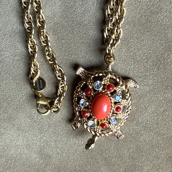 Jewelry - Gold and Red Turtle Pendant Necklace